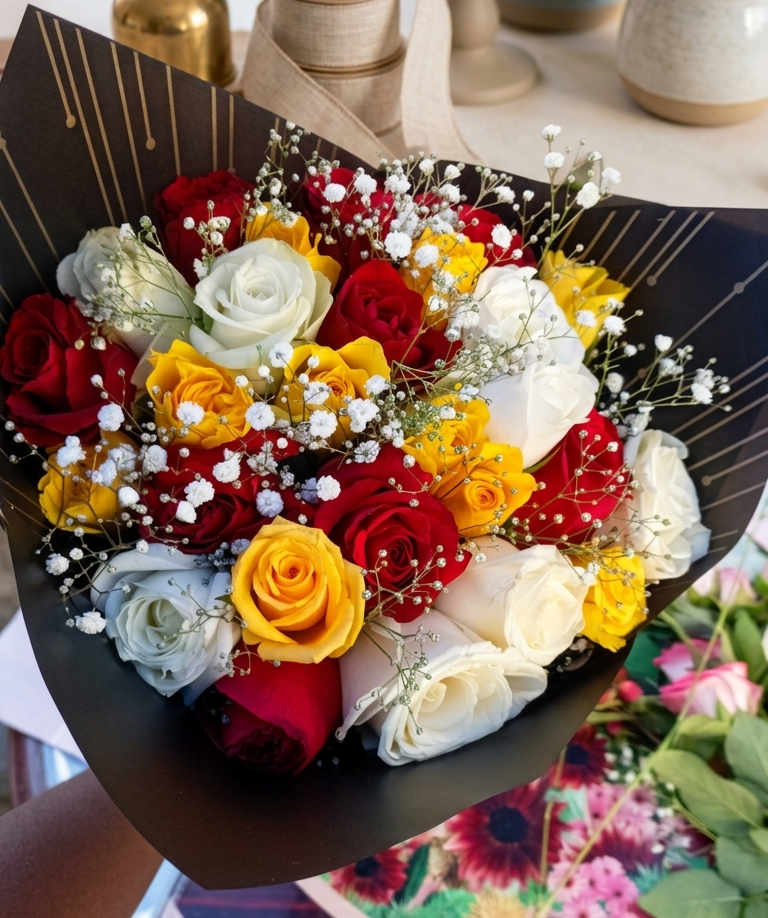 Rainbow Roses Bouquet
