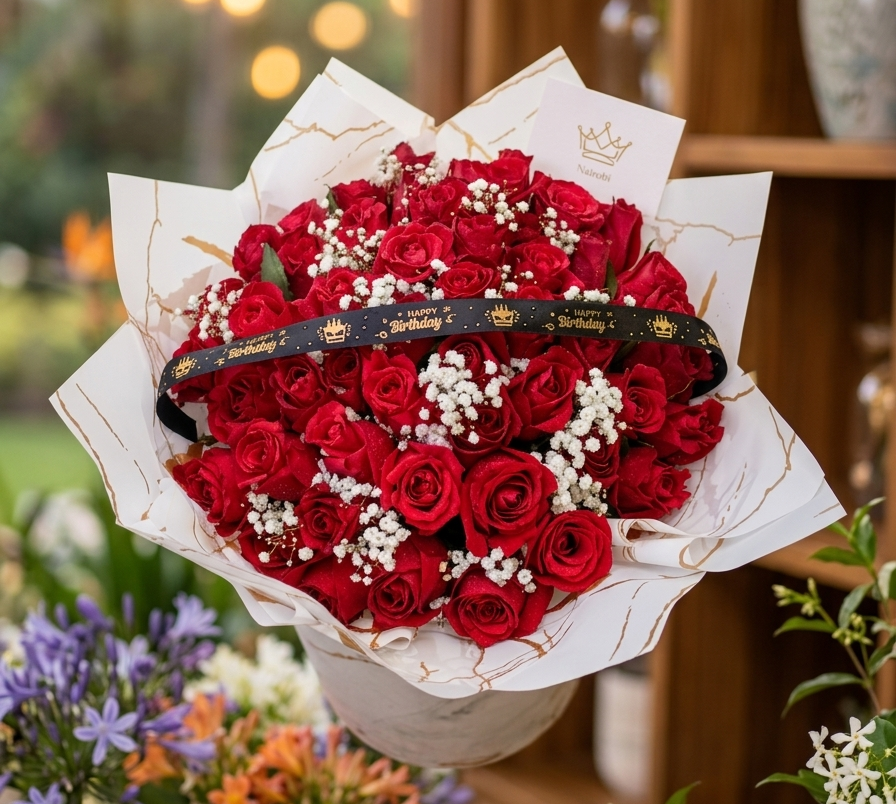 Crimson & Pearl Bouquet