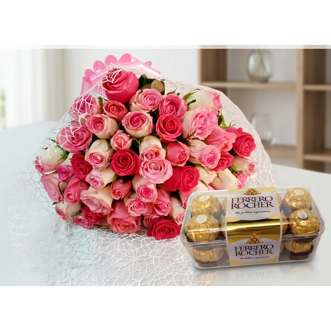 Pink Roses & Chocolate Gift Set