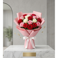 Tricolour Roses Bouquet — White, Pink & Red
